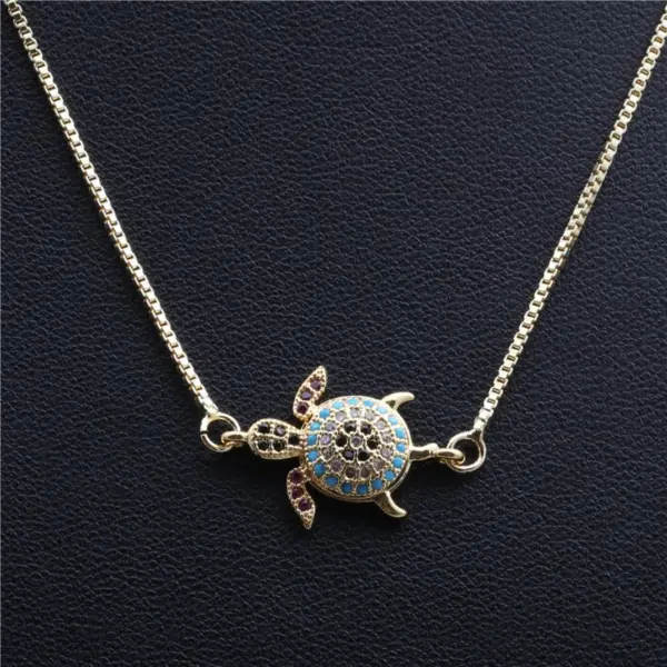 Wholesale Jewelry Micro-set Zircon Turtle Pendant Necklace Ladies Necklace Copper Necklace Wholesale Nihaojewelry