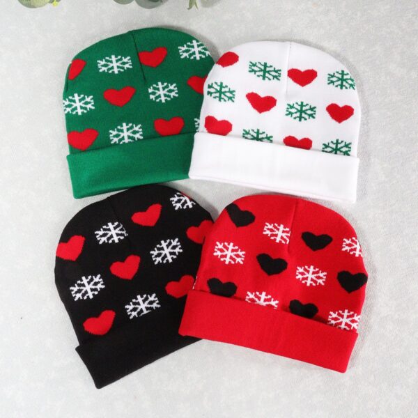 Wholesale Snowflake and heart Christmas knitted hat