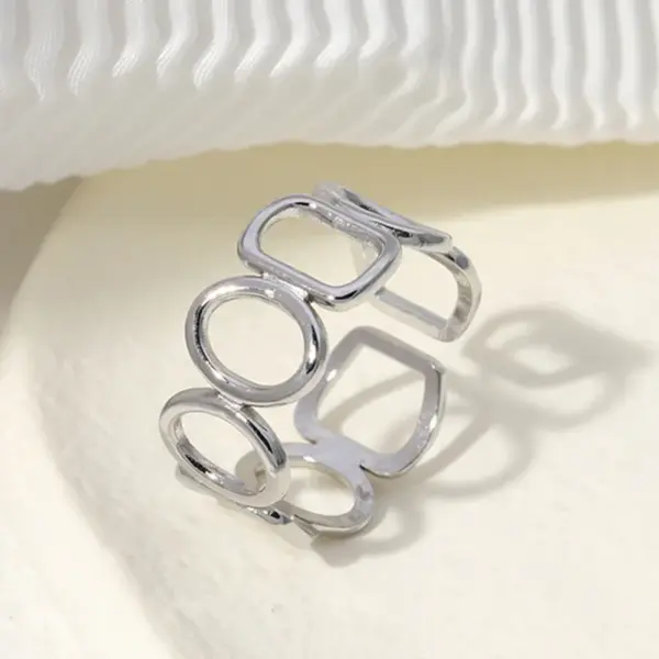 Wholesale PVD Coated Real Gold Plated Geometric Stainless Steel Simple Style Waterproof Non Tarnish Open Ring