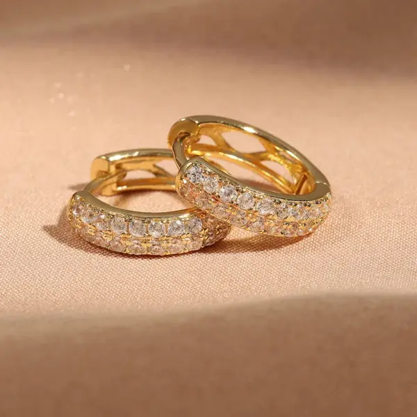 304 Stainless Steel Zircon Solid Color Hoop Earrings