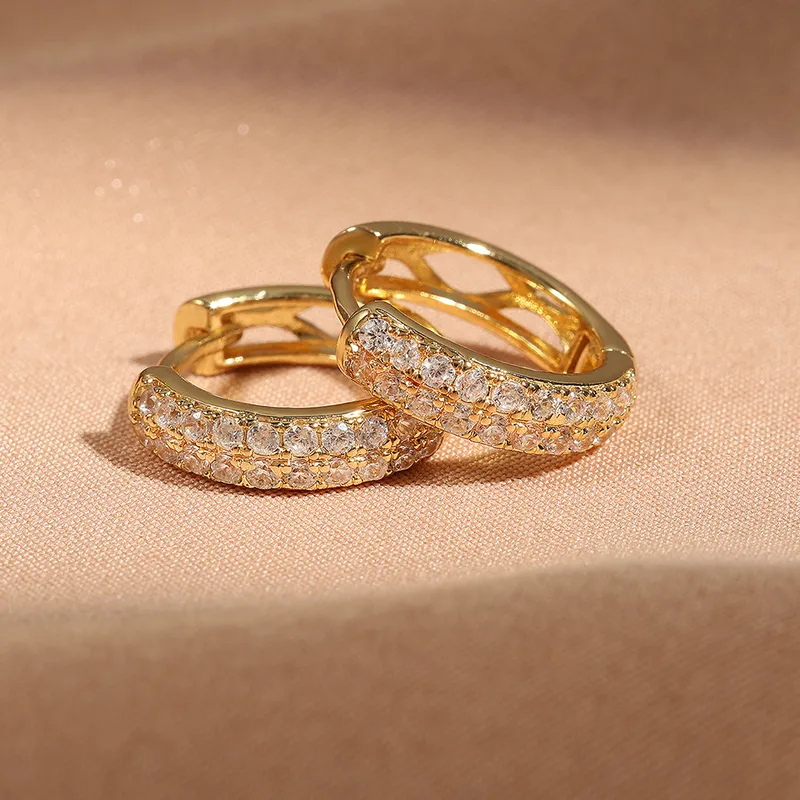 Wholesale 304 Stainless Steel Zircon Solid Color Hoop Earrings