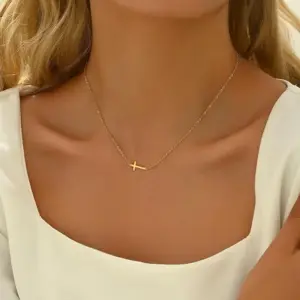 Wholesale Ion Plating (IP) 18K Gold Plated Cross 304 Stainless Steel Vintage Style Simple Style Waterproof Non Tarnish Bracelets Earrings Necklace