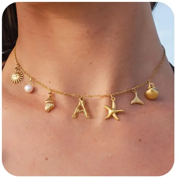 Copper Simple Style Sun Letter Starfish Pendant Necklace