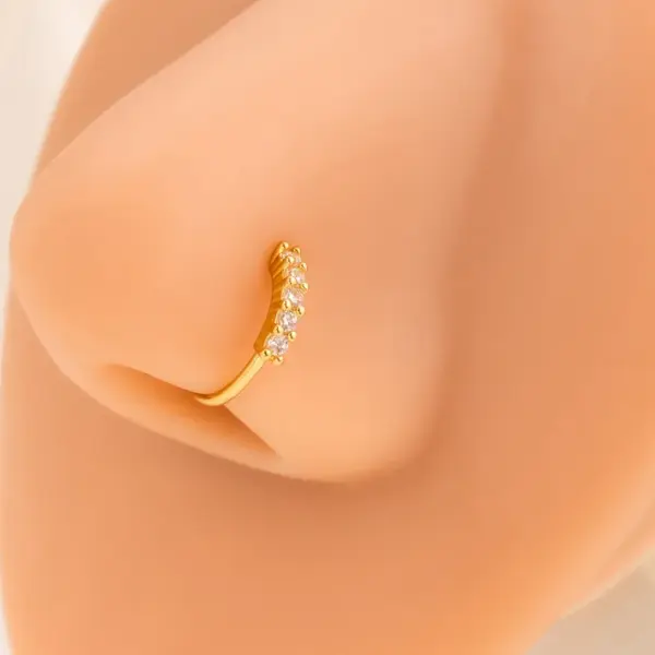 1 Piece Nose Rings & Studs Simple Style Geometric Heart Shape Alloy Plating Inlay Rhinestones Nose Rings & Studs Nose Pin