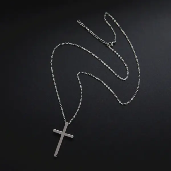 PVD Coated Real Gold Plated 18K Gold Cross 304 Stainless Steel Simple Style Waterproof Non Tarnish 304 Stainless Steel Pendant Necklace