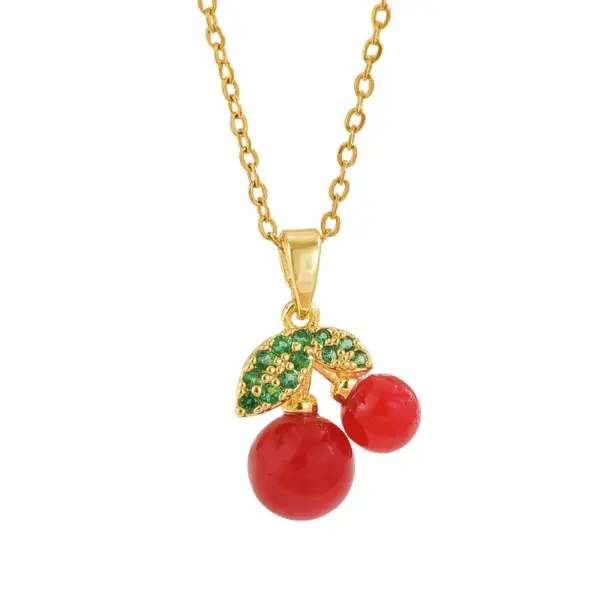 Wholesale Jewelry Simple Style Cherry Titanium Steel Plating Pendant Necklace