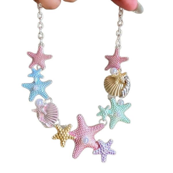 oly-45489e51837d3003d08d45d0782eb4b0 Wholesale Colorful Starfish Shell Necklace Women's Collarbone Chain for Summer Seaside Travel Photo Sweet Cool Spice Girl Style Accessories