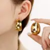 Wholesale PVD Coated 18K Gold Plated Geometric Stainless Steel Simple Style Waterproof Non Tarnish Earrings