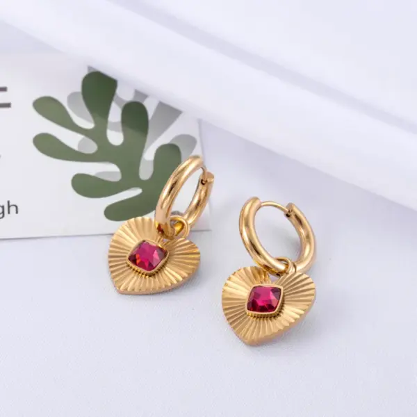 Wholesale PVD Coated Geometric Sector Heart Shape 304 Stainless Steel Vintage Style French Style Simple Style Waterproof Non Tarnish Drop Earrings