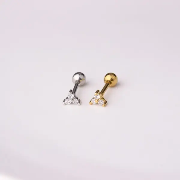 Copper Artificial Gemstones Ear Cartilage Rings & Studs Flower Waterproof Non Tarnish Surgical Steel Women'S
