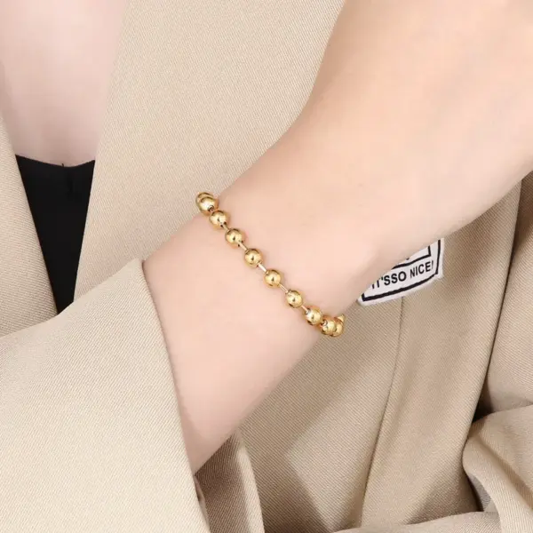 Wholesale PVD Coated 18K Gold Plated Round Stainless Steel Simple Style Waterproof Non Tarnish Bracelets