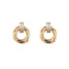 Wholesale Copper Geometric Round Zircon 14K Gold Plated Vintage Style Simple Style Gold Ear Studs