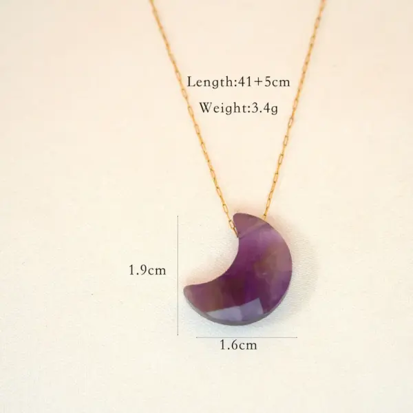 Wholesale Simple Style Moon Natural Stone Titanium Steel 14K Gold Plated Necklace In Bulk
