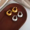 Wholesale 304 Stainless Steel Solid Color PVD Coated 18K Gold Plated Real Gold Plated Punk Simple Style Waterproof Non Tarnish Plating Gold Silver Earrings