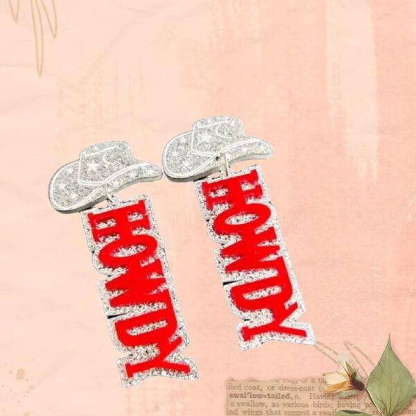 Wholesale Cross-border creative Western denim tribe acrylic HOWDY earrings female punk style hat earrings