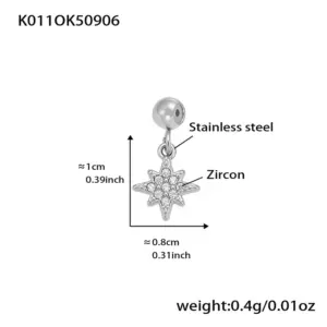 K011-Steel Color Eight-Pointed Star Zircon Pendant