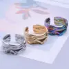 Wholesale PVD Coated Real Gold Plated 18K Gold Geometric 304 Stainless Steel Hip-Hop Waterproof Non Tarnish Open Ring