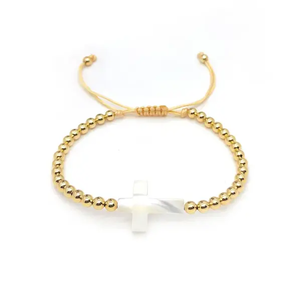 Wholesale Simple Style Classic Style Cross Freshwater Pearl Copper Beaded Bracelets