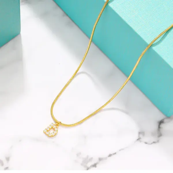 Wholesale Jewelry Fashion Letter Copper Diamond Snake Chain Necklace
