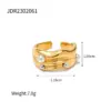 Wholesale Jewelry INS Style C Shape Irregular 304 Stainless Steel Artificial Pearls Artificial Diamond PVD Coated Plating Inlay Open Ring