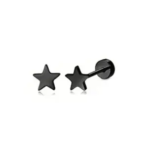 Black / One Size / Pentagram stud earrings