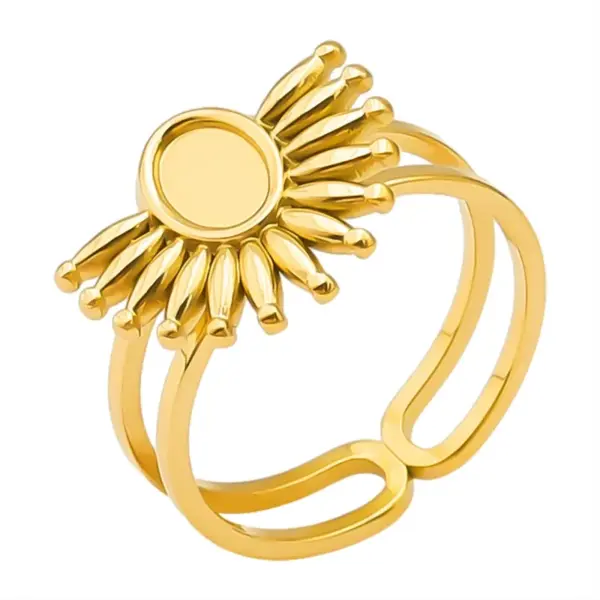 PVD Coated Real Gold Plated 18K Gold Geometric 304 Stainless Steel Simple Style Waterproof Non Tarnish Open Rings