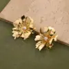 Wholesale Ion Plating (IP) Real Gold Plated 18K Gold Flower Petal 201 Stainless Steel Casual Elegant Sweet Waterproof Non Tarnish Ear Studs