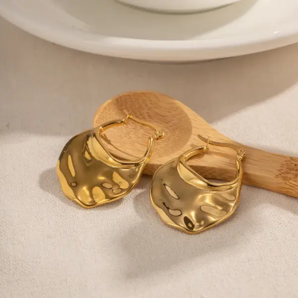 Wholesale 304 Stainless Steel Solid Color PVD Coated 18K Gold Plated IG Style Plating Earrings