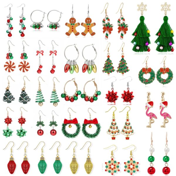 Wholesale Christmas Earrings Cute Cartoon Christmas Tree Earrings