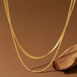 X0393-Blade Twist Chain-Necklace- Gold