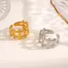 Wholesale Ion Plating (IP) 18K Gold Plated Solid Color 304 Stainless Steel IG Style Waterproof Non Tarnish Open Rings