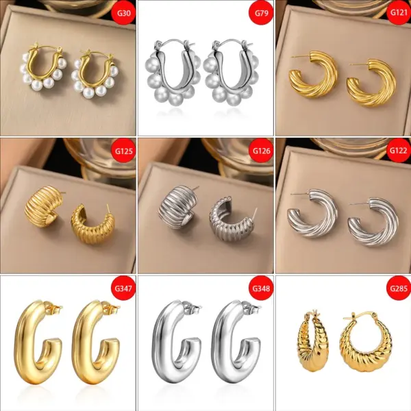 Wholesale PVD Coated Real Gold Plated Geometric Titanium Steel Casual Simple Style Waterproof Non Tarnish Ear Cuffs Earrings Ear Studs