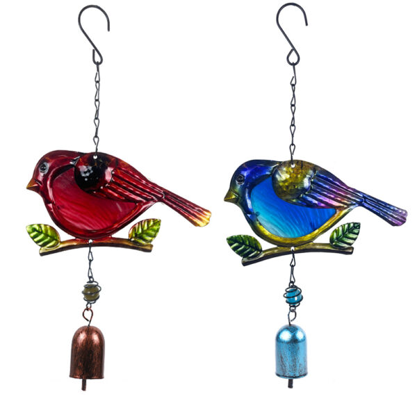 Wholesale Bird Garden Wind Chimes Creative Design Metal Glass Painted Wind Chimes for Home Garden Courtyard Decoration