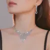 Wholesale Fashion Water Droplets Tassel Artificial Crystal Metal Inlay Rhinestones Earrings Necklace 1 Set