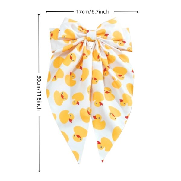 oly-459a9b4c459858e59932f8aab7c3b27f Wholesale Cartoon Little Yellow Duck Print Double-Layer Bow Spring Clip Long Ribbon Hairpin Back of the Head Top Clip Cute Hair Accessory