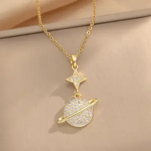 813 Golden Happy Planet Necklace