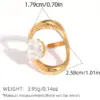 Wholesale 304 Stainless Steel 18K Gold Plated Women Stainless Steel Zircon Geometric Open Ring Women Jewelry Accessories Holiday Gifts