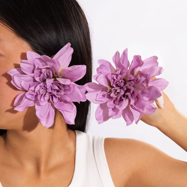 Wholesale European and American Cross-Border Personalized Jewelry Purple Oval Turquoise Earrings Niche Design Rose Flower Earrings Earrings for Women