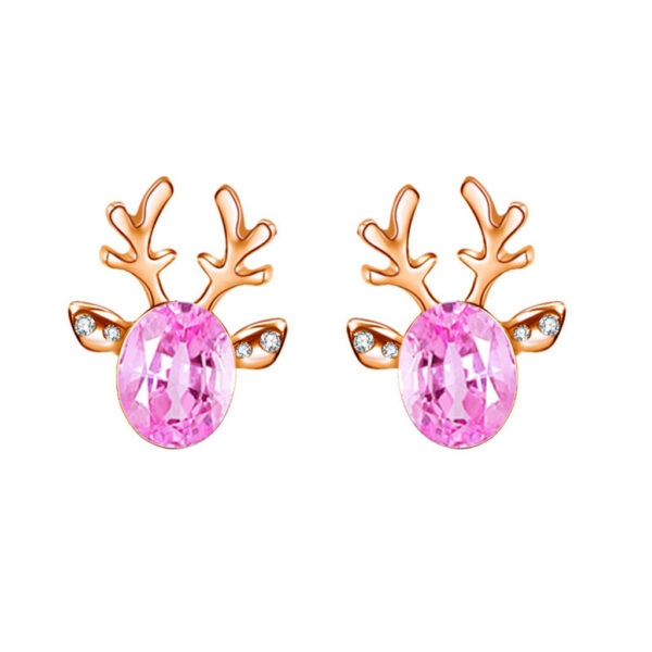 Wholesale Crystal gemstone antler earrings temperament Christmas reindeer earrings