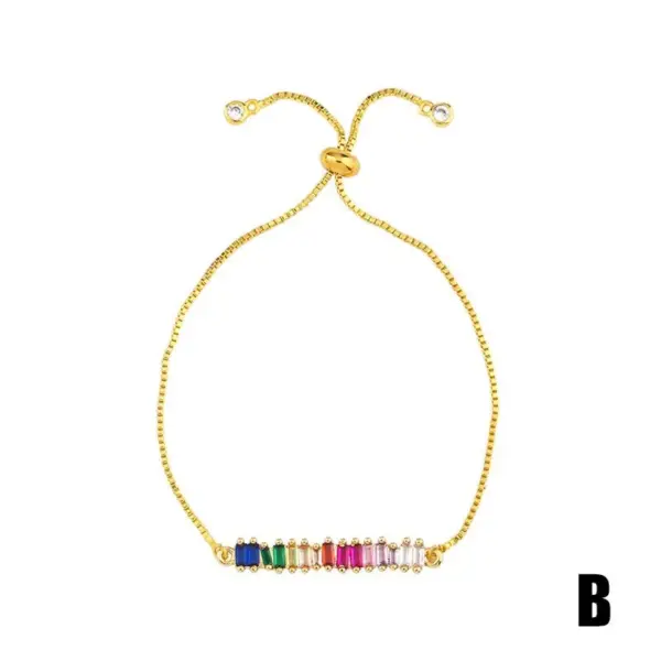 Wholesale Fashion Geometric Copper 18k Gold Plated Artificial Gemstones Bracelets In Bulk