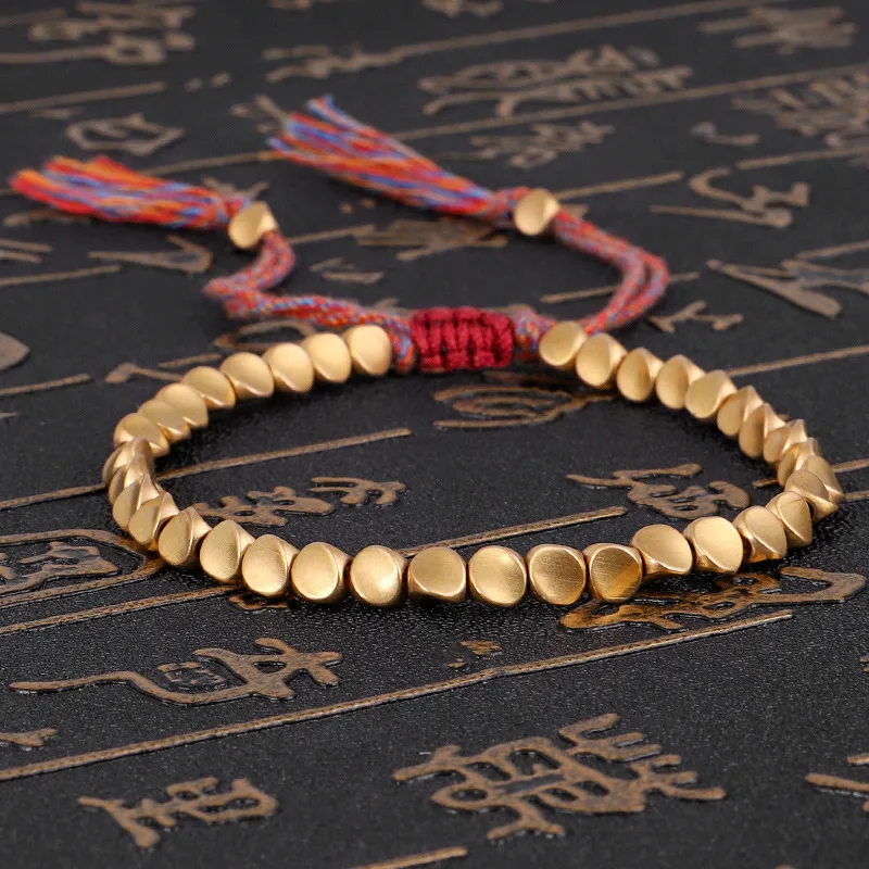 Wholesale Ethnic Style Solid Color Copper Bracelets Beaded Copper Bracelets 1 Piece