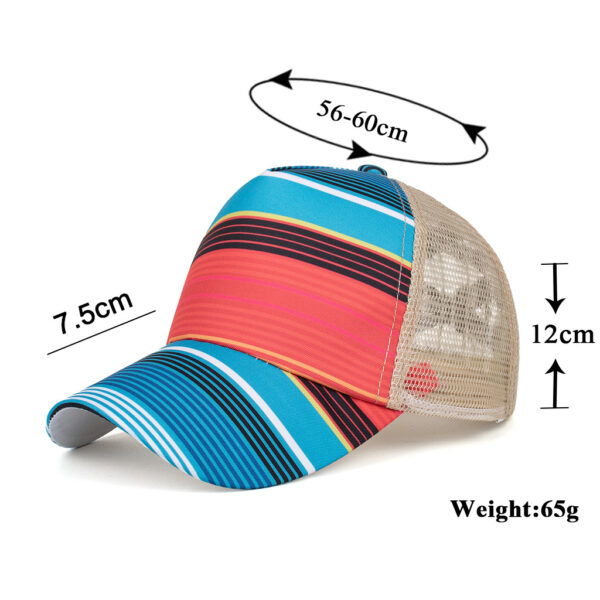 Wholesale Digital print striped cross elastic nytail baseball net cap baseball cap cap Sun cap B759