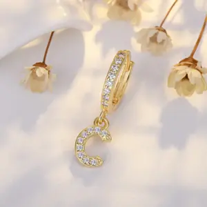 Ear Clip Letters C (14K Yellow Gold) / Copper Plating 14K Real Gold