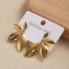 Wholesale Leaf Flower Stainless Steel 201 Earrings Hot Sale Casual Modern Style For Holiday And Daily Use