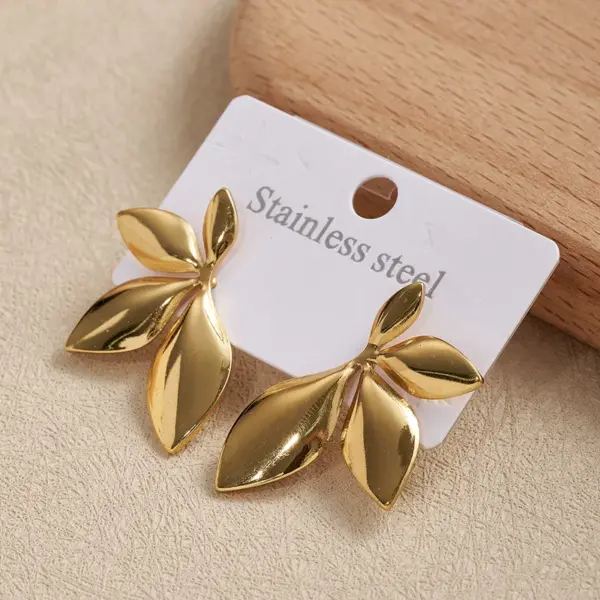 Wholesale Leaf Flower Stainless Steel 201 Earrings Hot Sale Casual Modern Style For Holiday And Daily Use