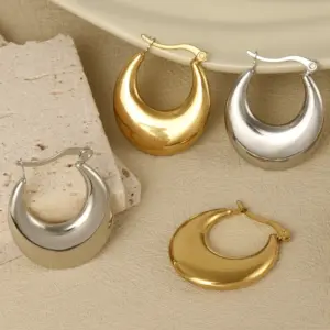 Wholesale PVD Coated Real Gold Plated Geometric 304 Stainless Steel Simple Style Commute Waterproof Non Tarnish Earrings