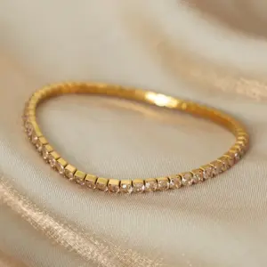 E048-Champagne Zircon Gold Bracelet