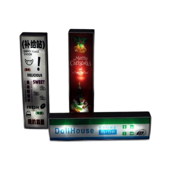 Wholesale Dollhouse Dollhouse LED bright supermarket signboard Christmas bakery shop recruitment miniature scene photo props