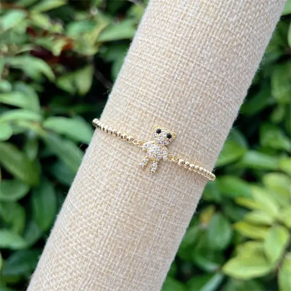 Wholesale Jewelry Simple Style Classic Style Animal Bear Copper Zircon 18K Gold Plated Inlay Bracelets