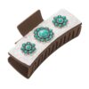 Wholesale Cross-border Ancient Silver Alloy Turquoise Accessories Western Style Clip Retro Leopard Print Sequin Leather Fashion Back Head Clip